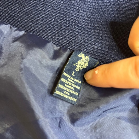 US Polo Assn Quilted Moto Jacket Youth Size L Navy Blue Zip Front - Picture 4 of 9